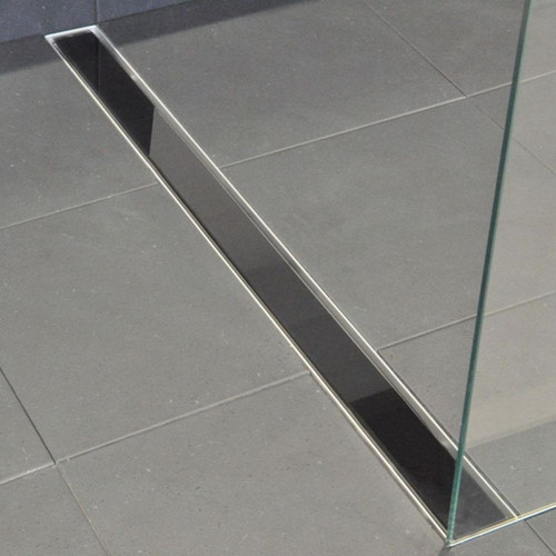 Douchegoot 90 cm RVS met zwart glasrooster Gevelaar