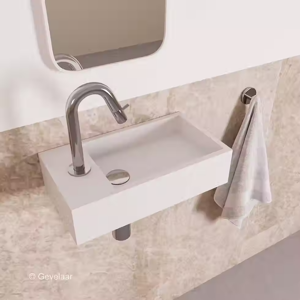 Zaphir Eva fonteinset solid surface mat wit links gebogen chroom