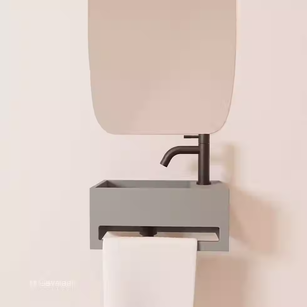 Zaphir SoSu fonteinset solid surface clay beton rechts schuin gebogen mat zwart
