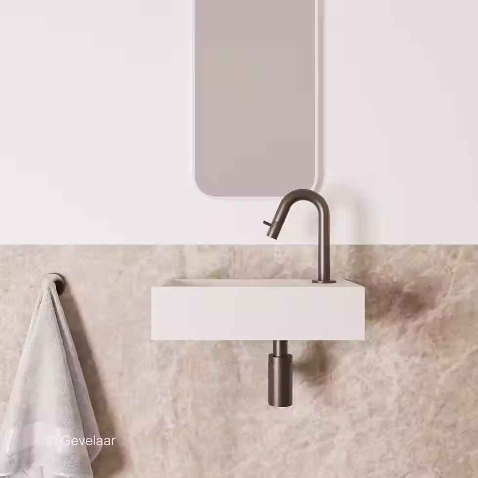 Zaphir Eva fonteinset solid surface mat wit rechts gebogen gunmetal