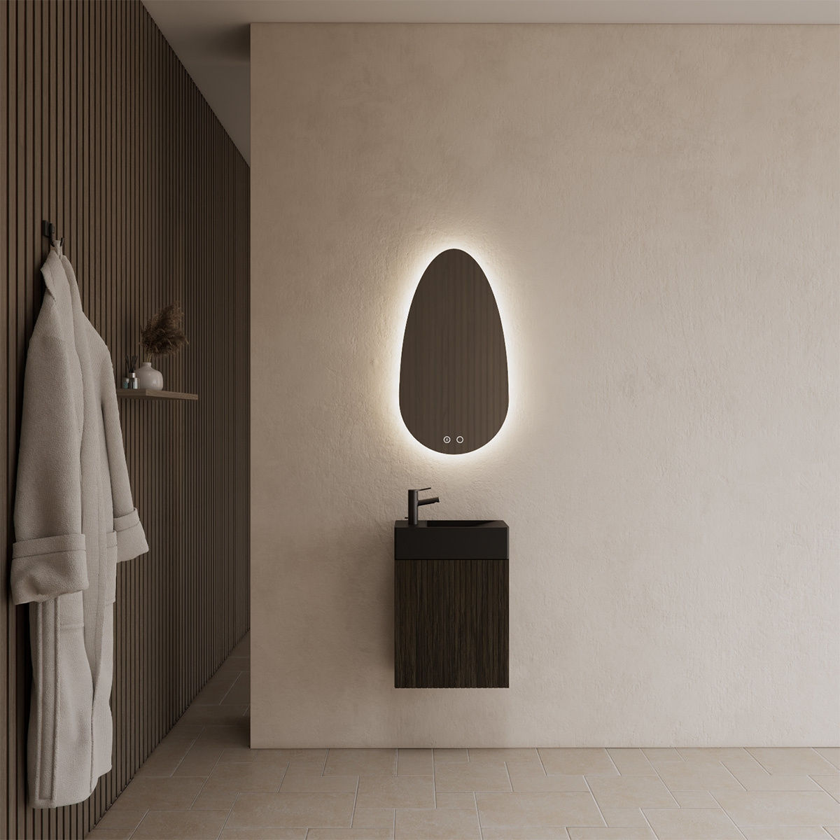 Gliss Design Timotheus fonteinkast 40 cm ribbelfront charcoal