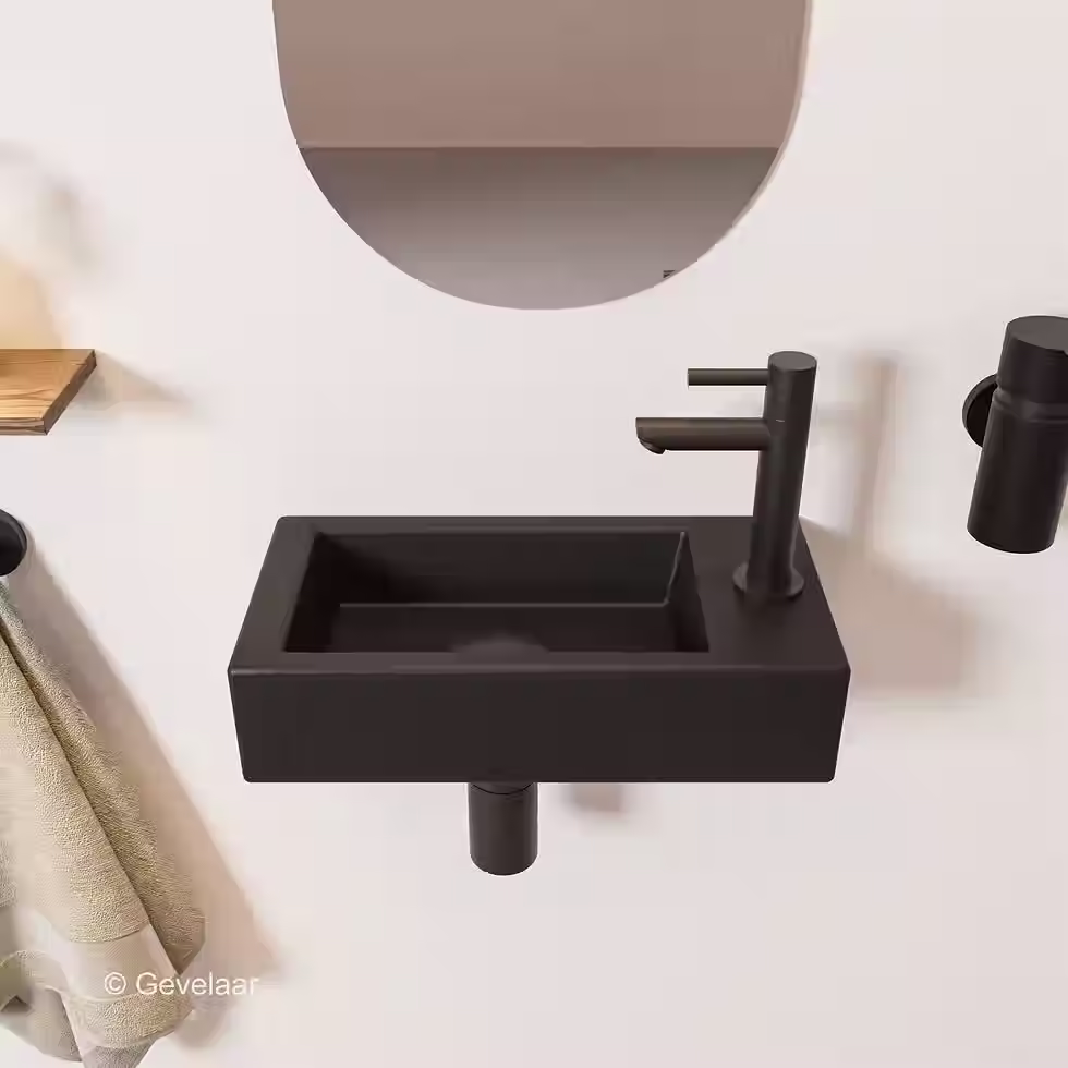 Tanaro Ceva fonteinset mat zwart 40 cm rechts rechte kraan mat zwart