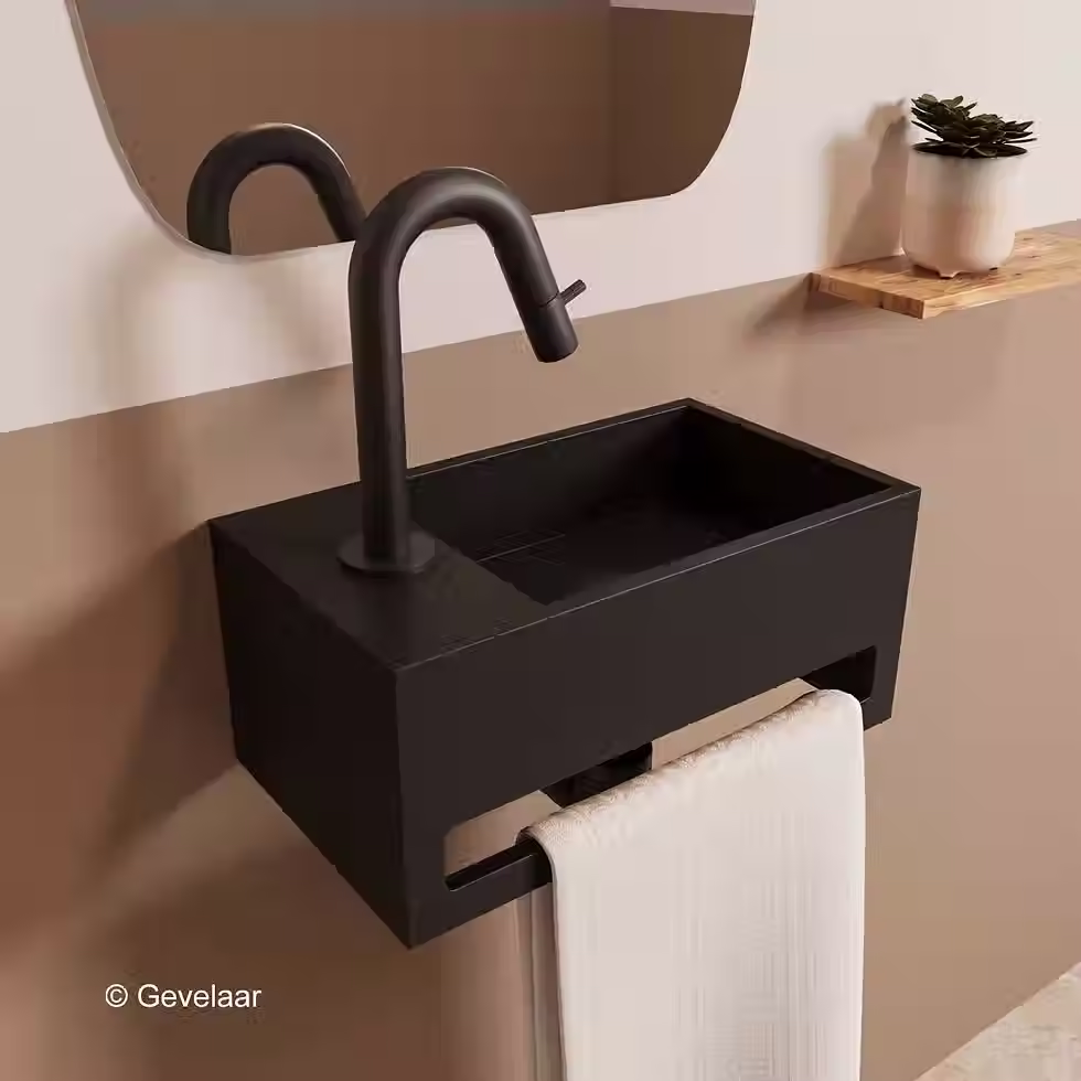 Zaphir SoSu fonteinset solid surface mat zwart links gebogen mat zwart