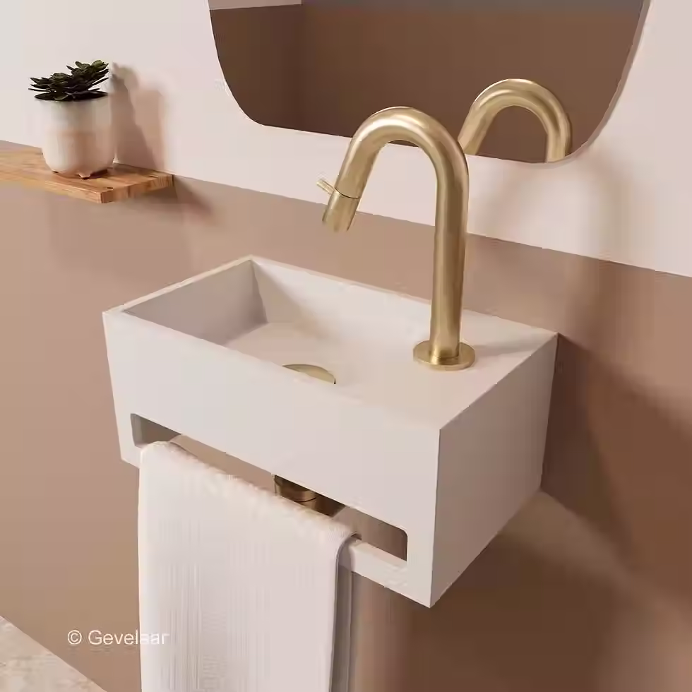Zaphir SoSu fonteinset solid surface mat wit rechts gebogen geb. goud
