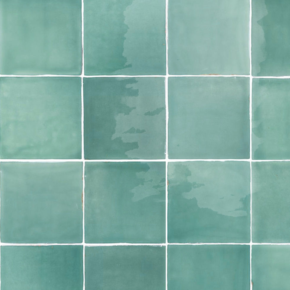 Thumbnail: Handvorm vierkante glans mintgroene tegel aan de wand