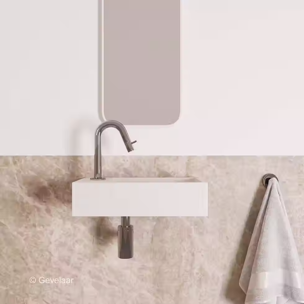 Zaphir Eva fonteinset solid surface mat wit links gebogen chroom