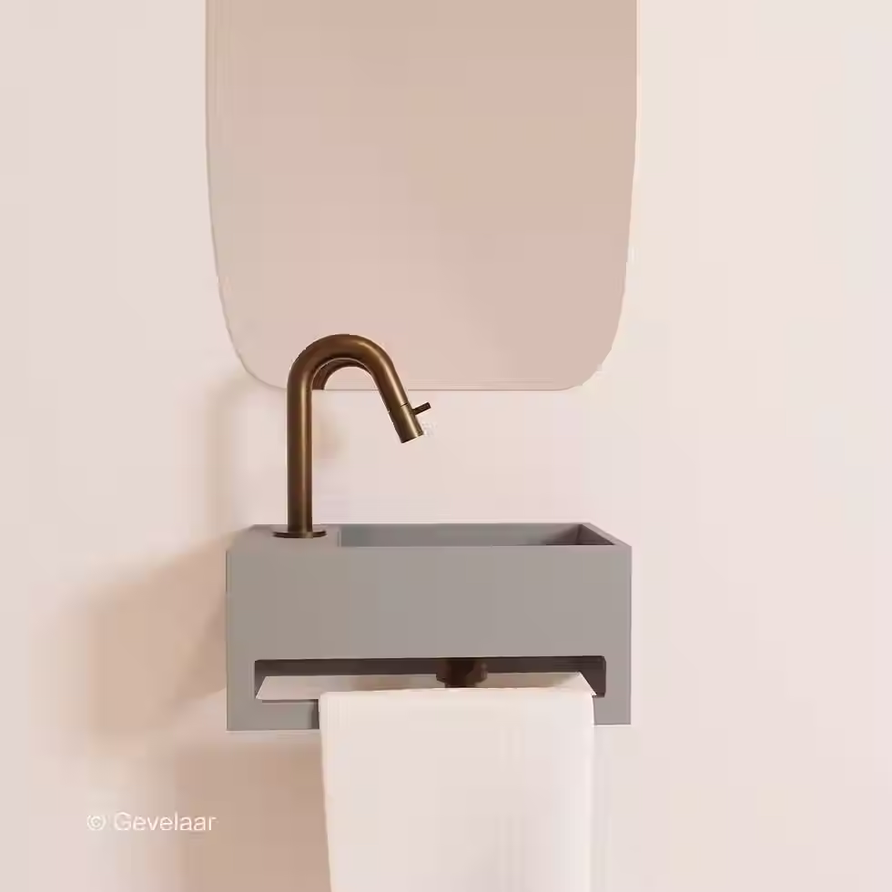 Zaphir SoSu fonteinset solid surface clay beton links gebogen geb. brons