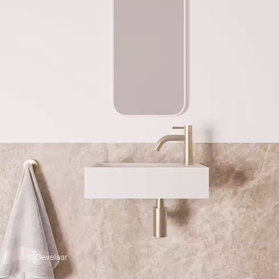 Zaphir Eva fonteinset solid surface mat wit rechts schuin gebogen RVS