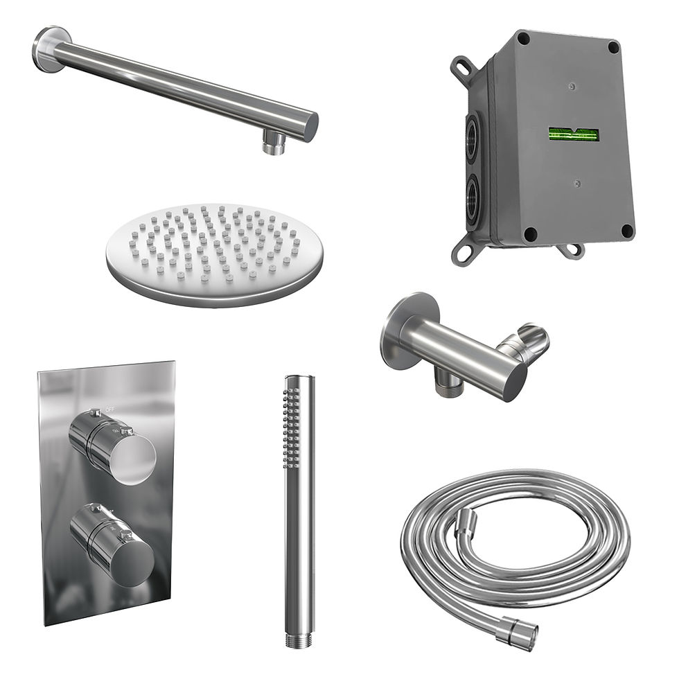 Thumbnail: Brauer Inbouwset 25 Thermostatische Regendouche Ø200 met Chrome Edition