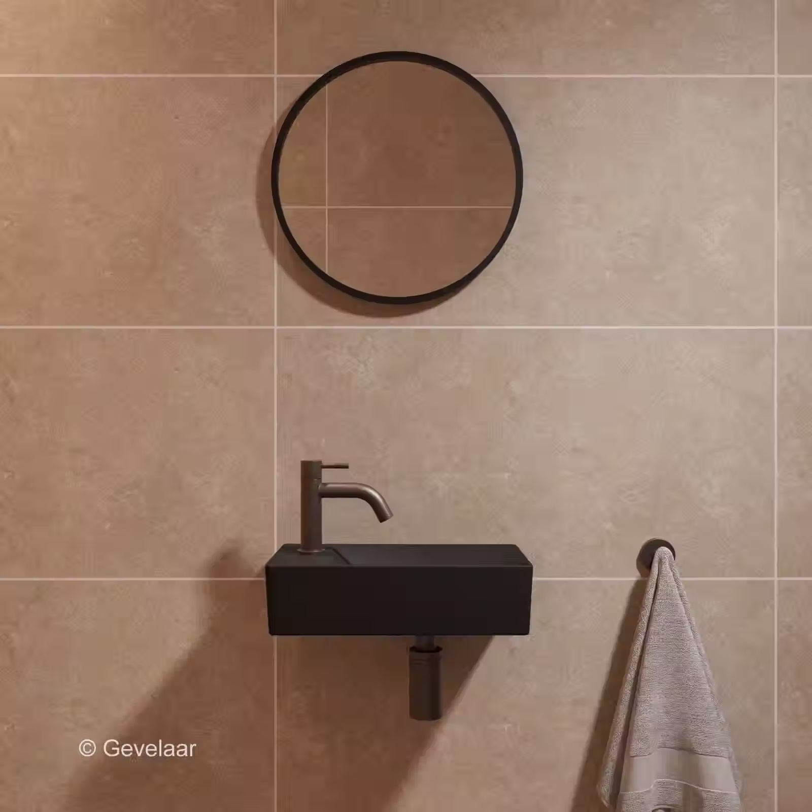 Zaphir Hommage E toilet fonteinset mat zwart links schuin gebogen gunmetal