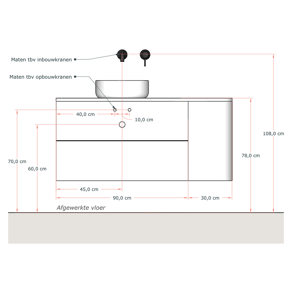 Thumbnail: SoXeL Rib badmeubel Cappu afgeronde hoek afdekblad mat wit rechts 120cm