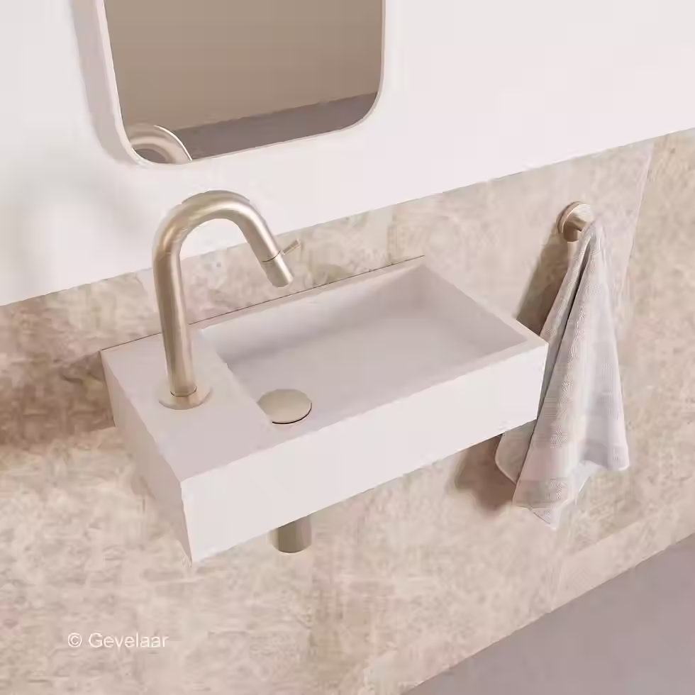 Zaphir Eva fonteinset solid surface mat wit links gebogen RVS