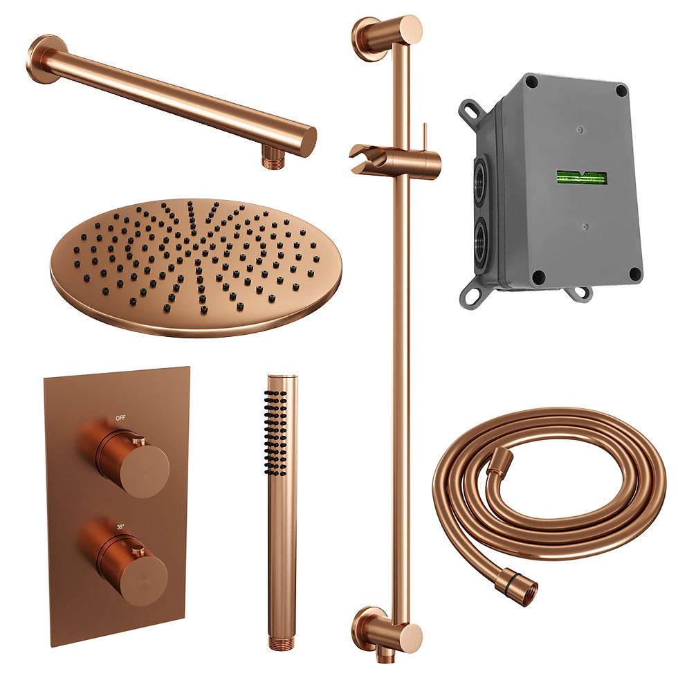 Thumbnail: Brauer Inbouwset 38 Thermostatische Regendouche Ø300 met Copper Edition