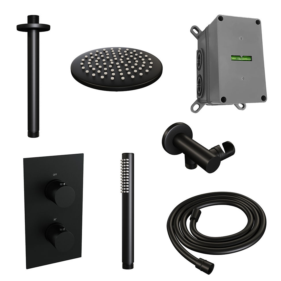 Thumbnail: Brauer Inbouwset 29 Thermostatische Regendouche Ø200 met Black Edition