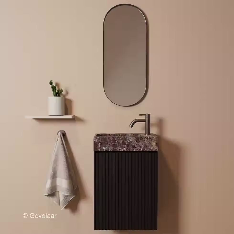 Zaphir Freshdream fonteinset zwart emperador rechts schuin gebogen gunmetal