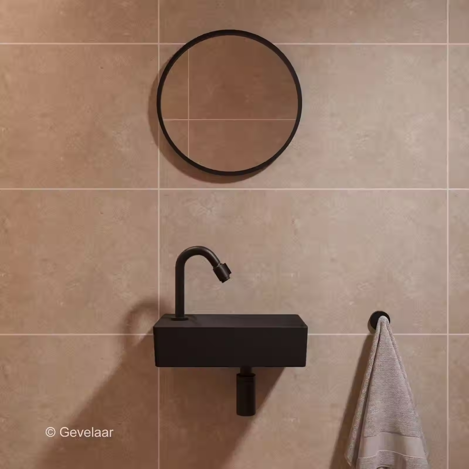 Tanaro Hommage J toilet fonteinset mat zwart links gebogen mat zwart