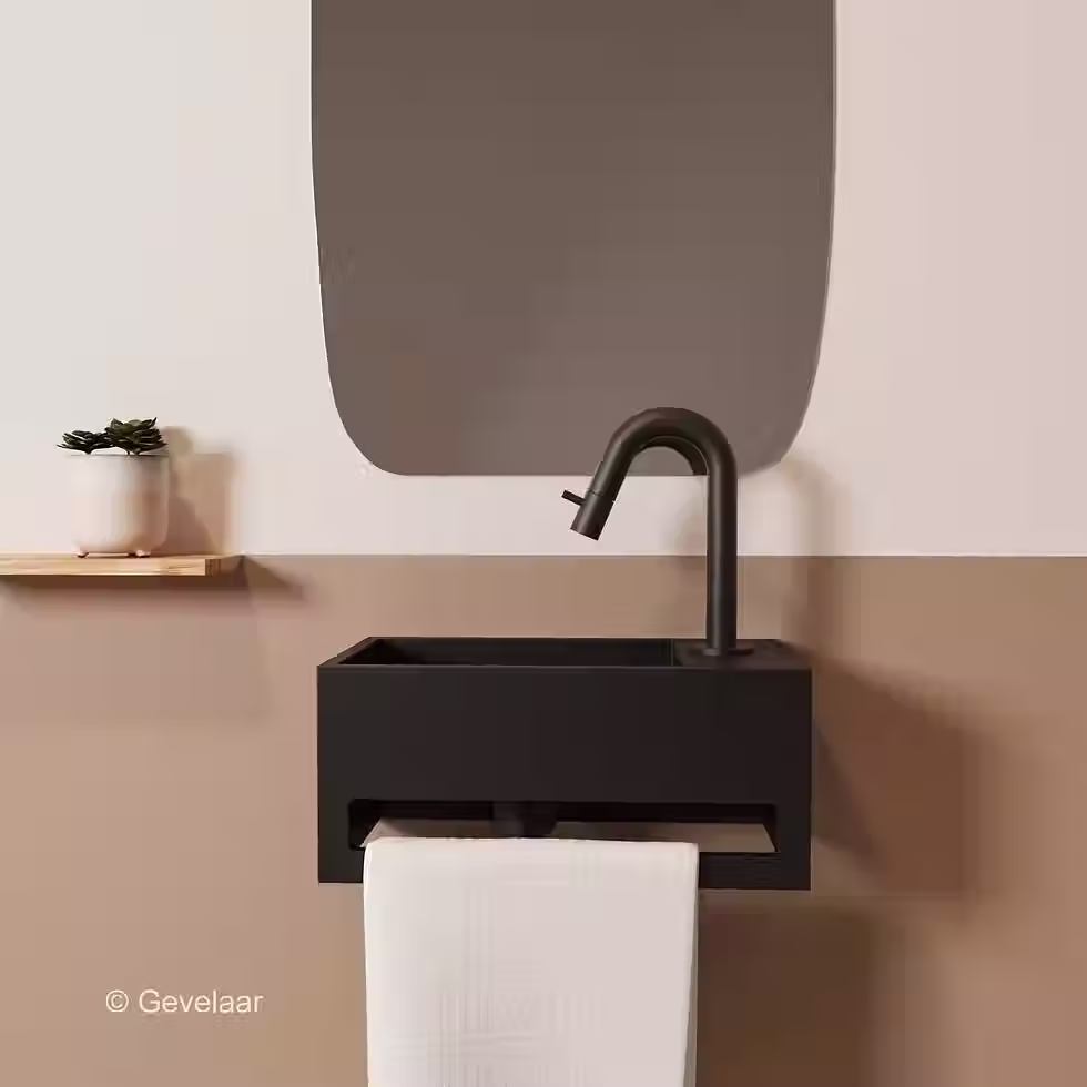 Zaphir SoSu fonteinset solid surface mat zwart rechts gebogen mat zwart