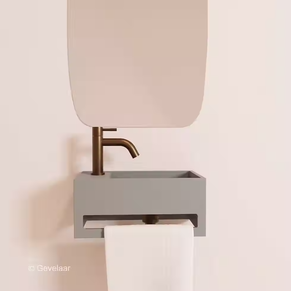 Zaphir SoSu fonteinset solid surface clay beton links schuin gebogen geb. brons
