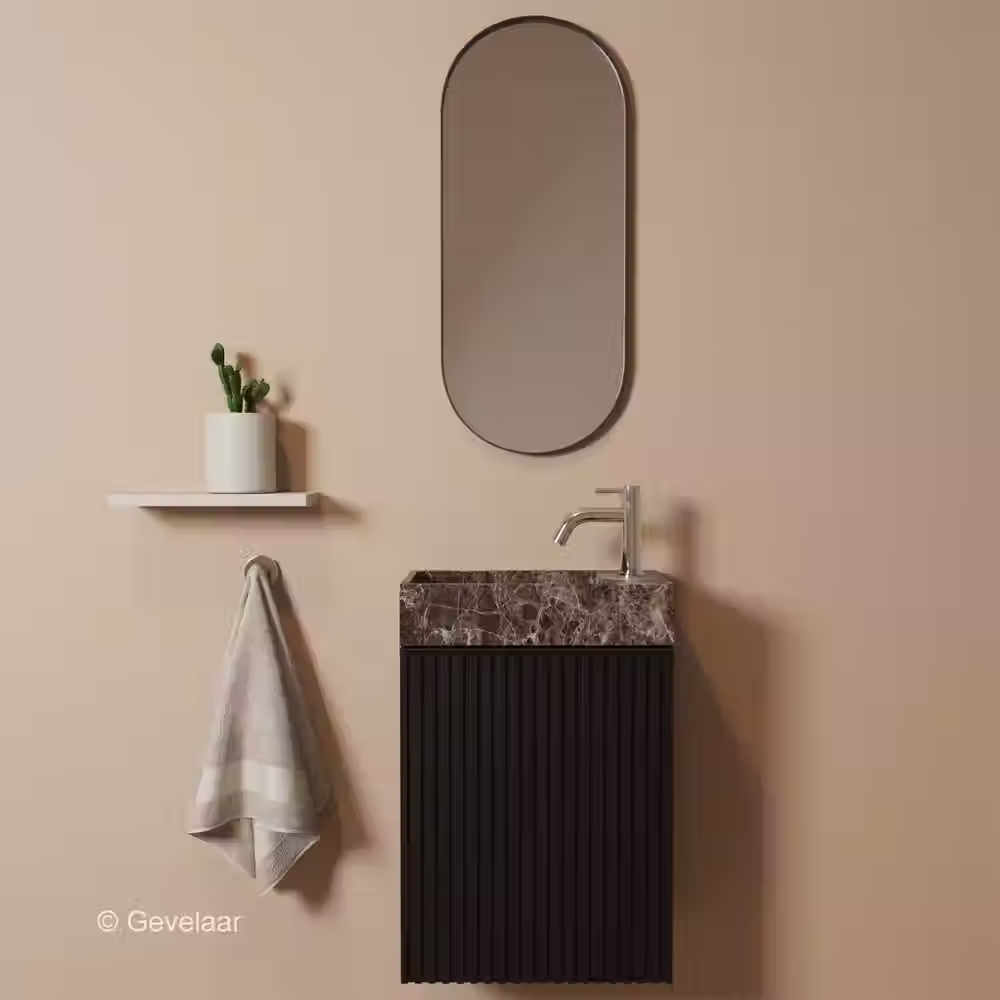 Zaphir Freshdream fonteinset zwart emperador rechts schuin gebogen chroom