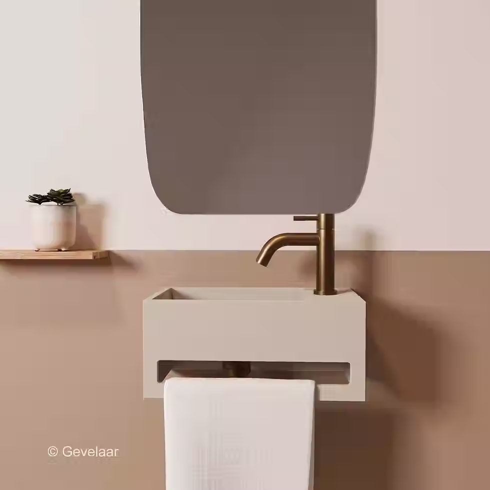 Zaphir SoSu fonteinset solid surface beige rechts schuin gebogen geb. brons