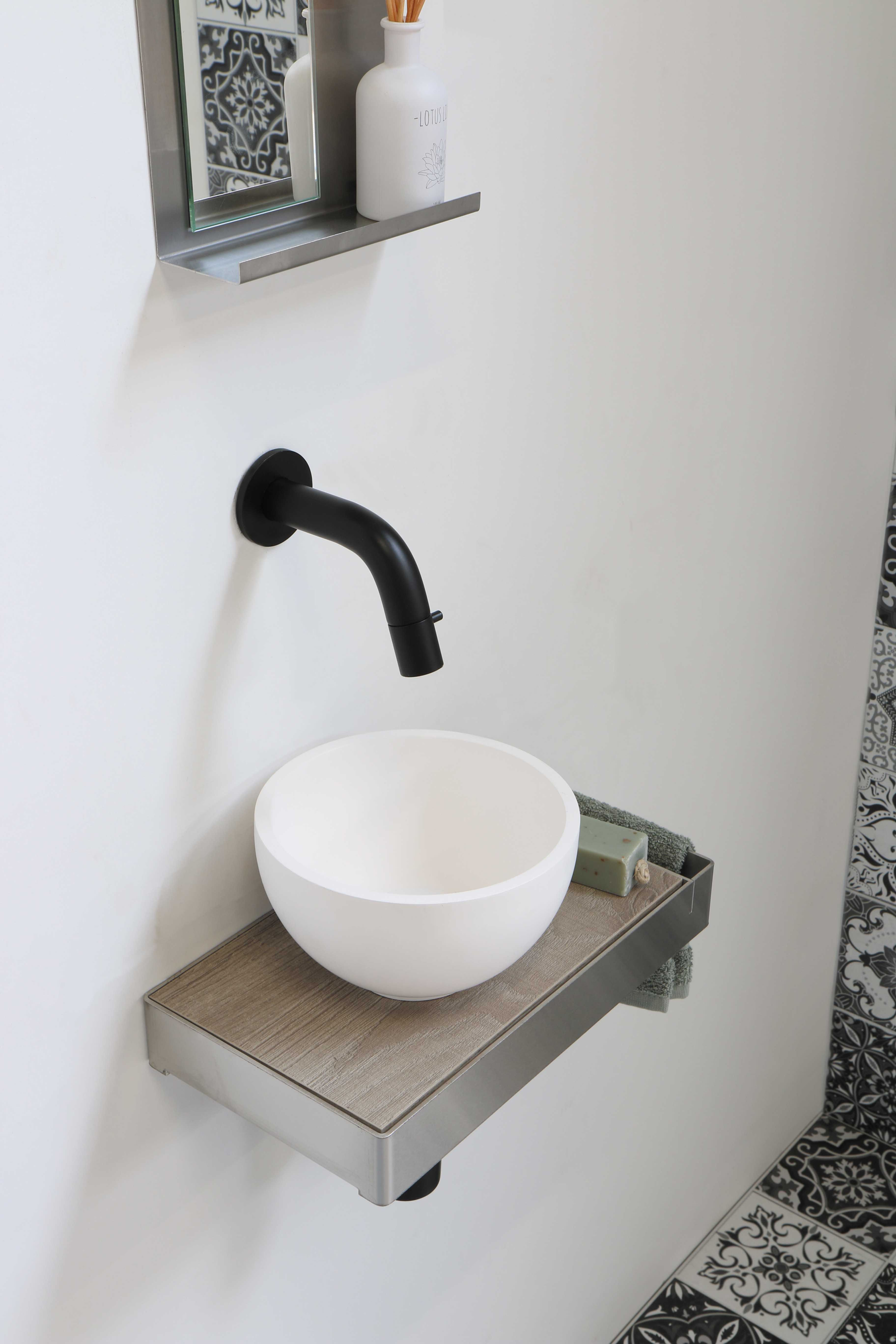 INK jazz xs fontein polystone waskom mat wit met inlegplateau 20x11,1x20cm