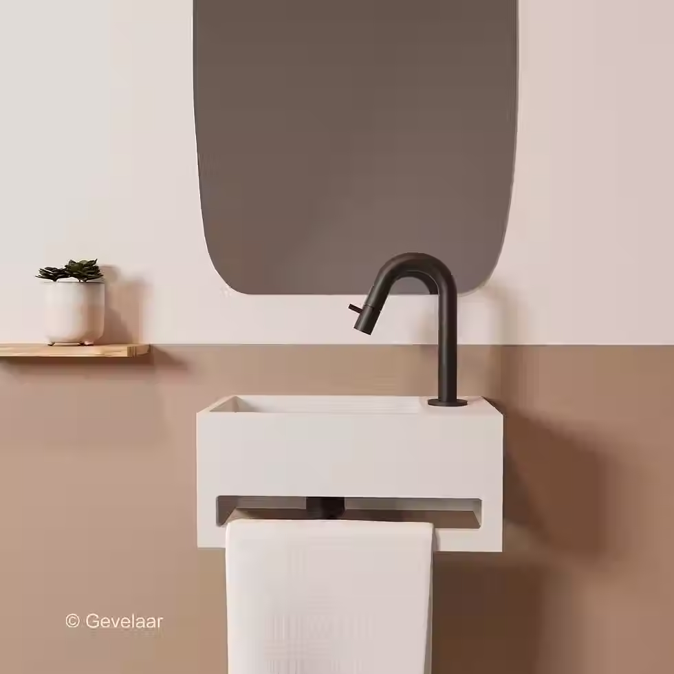 Zaphir SoSu fonteinset solid surface mat wit rechts gebogen mat zwart