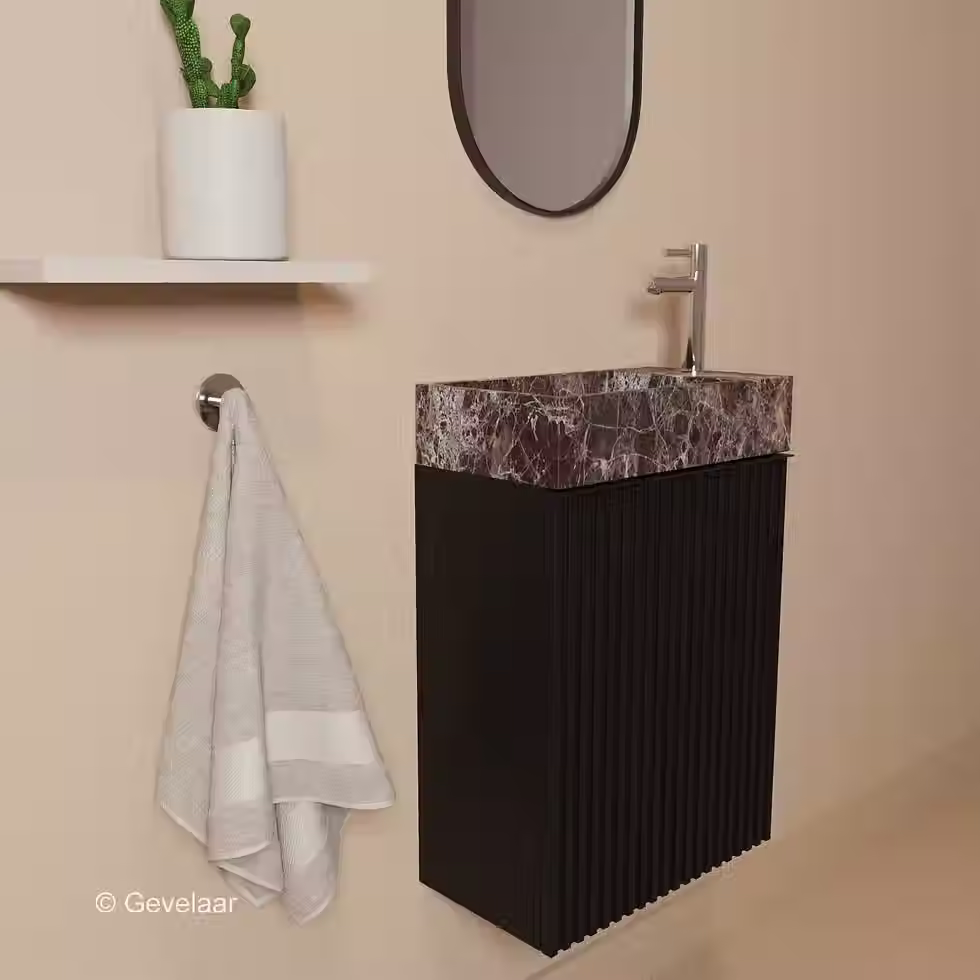 Tanaro Freshdream fonteinset zwart emperador rechts kraan recht chroom