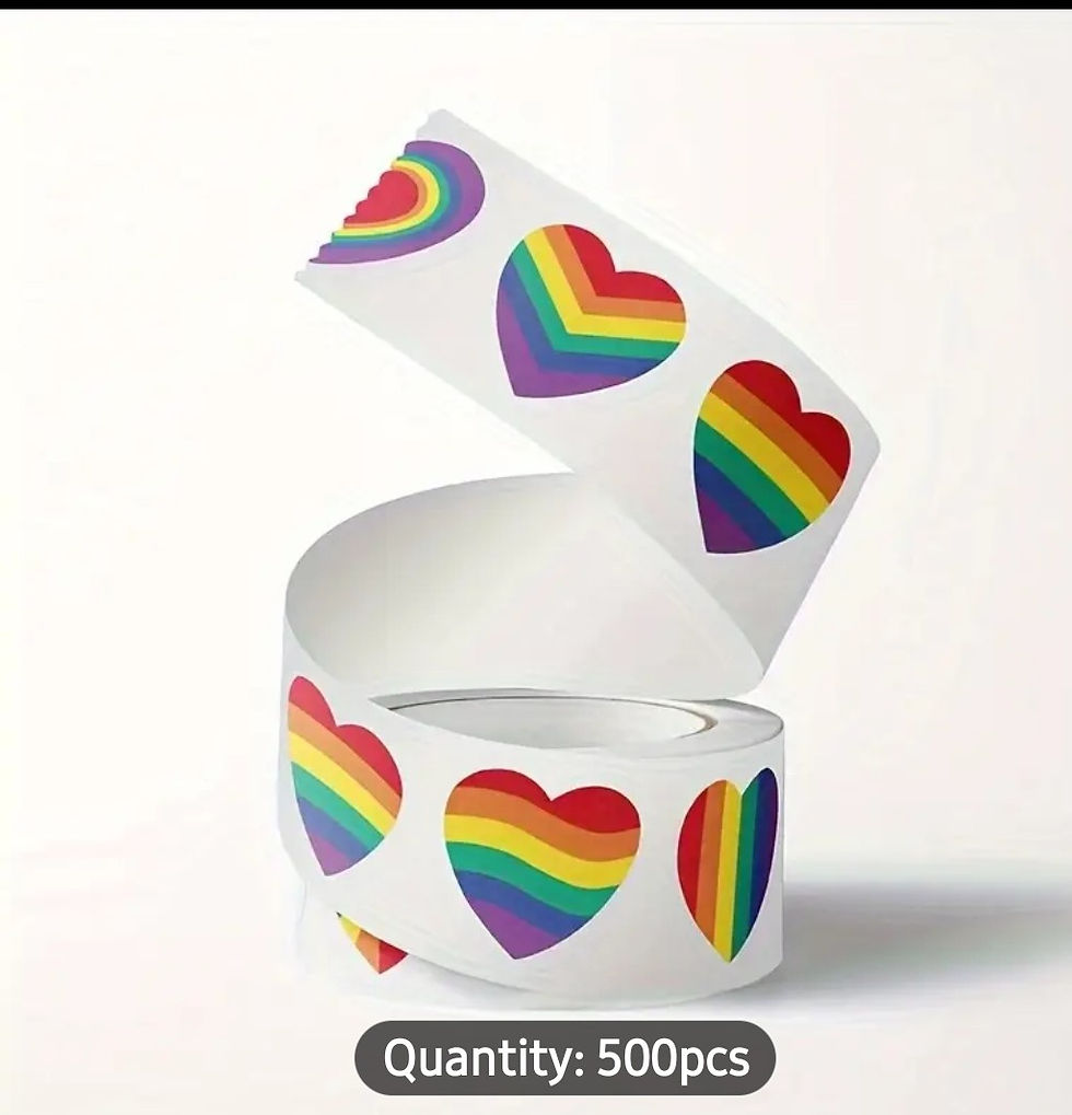 Thumbnail: Roll of 500 Rainbow Pride Heart Stickers