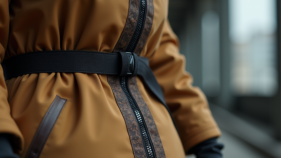 Close-up of adaptive clothing with magnetic buttons and soft fabric