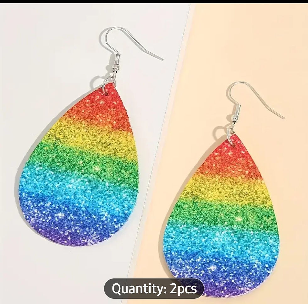 Thumbnail: Glitter Rainbow Teardrop Pride Earrings