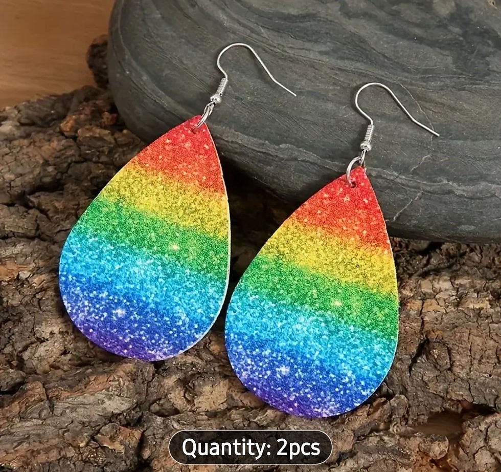 Thumbnail: Glitter Rainbow Teardrop Pride Earrings