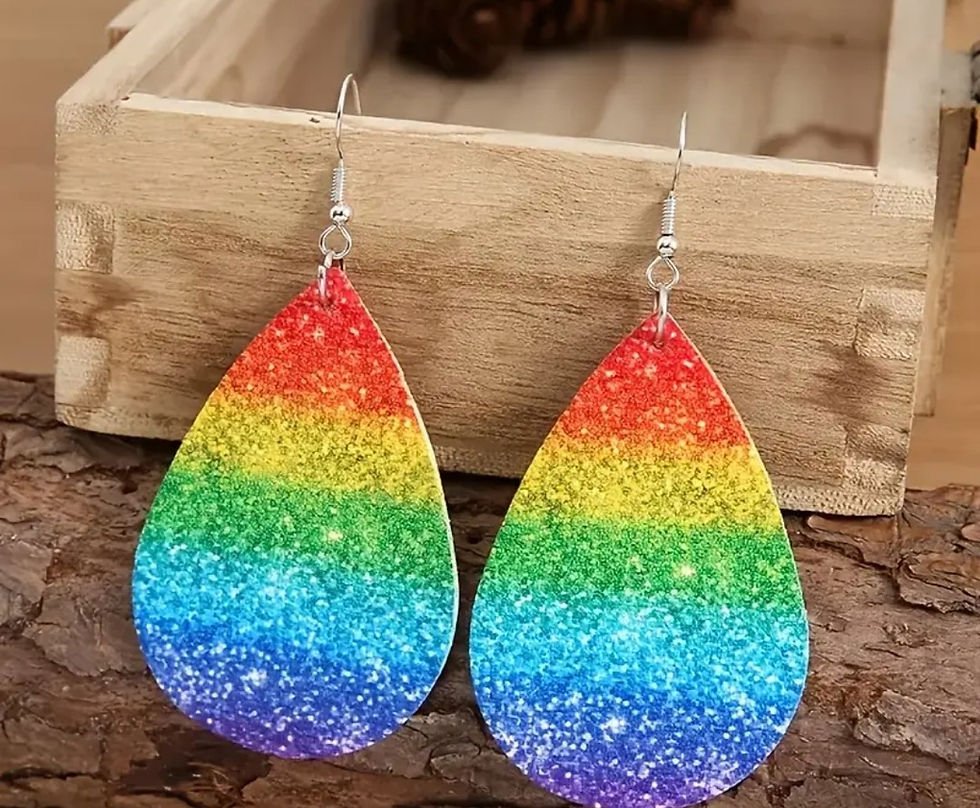 Thumbnail: Glitter Rainbow Teardrop Pride Earrings