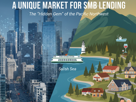 A cartoon image of Vancouver on the left and Vancouver Island on the right, separated by a line called the Salish Sea
