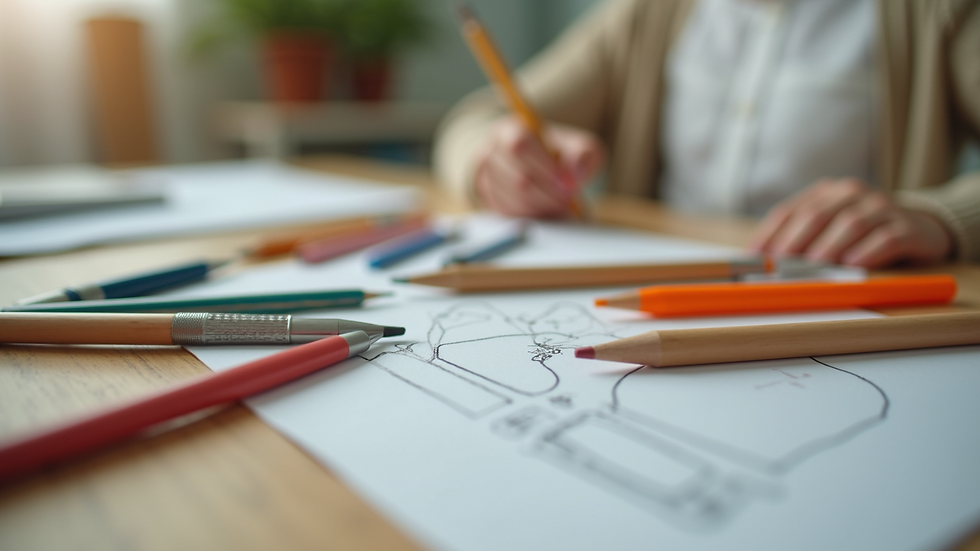 Close-up view of therapy tools arranged on a table for child development