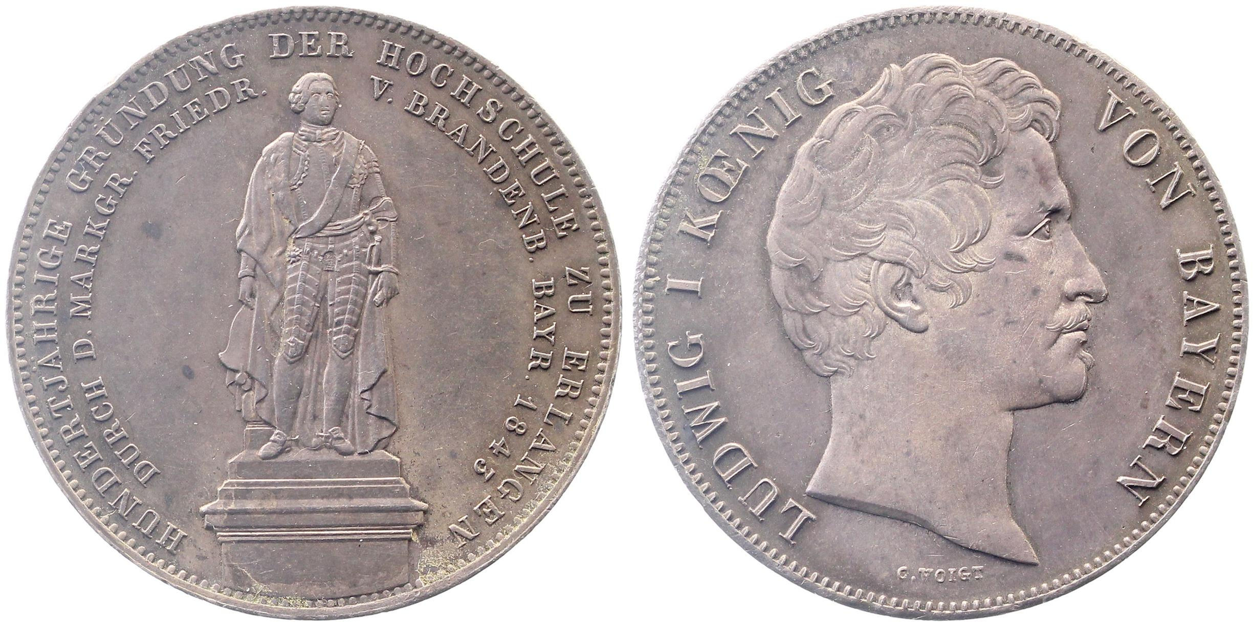 Geschichtsdoppeltaler 1843 100 Jahre Hochschule Erlangen