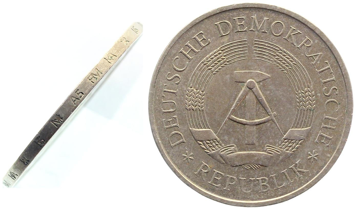 5 Mark DDR 2 x Randinschrift gegenläufig