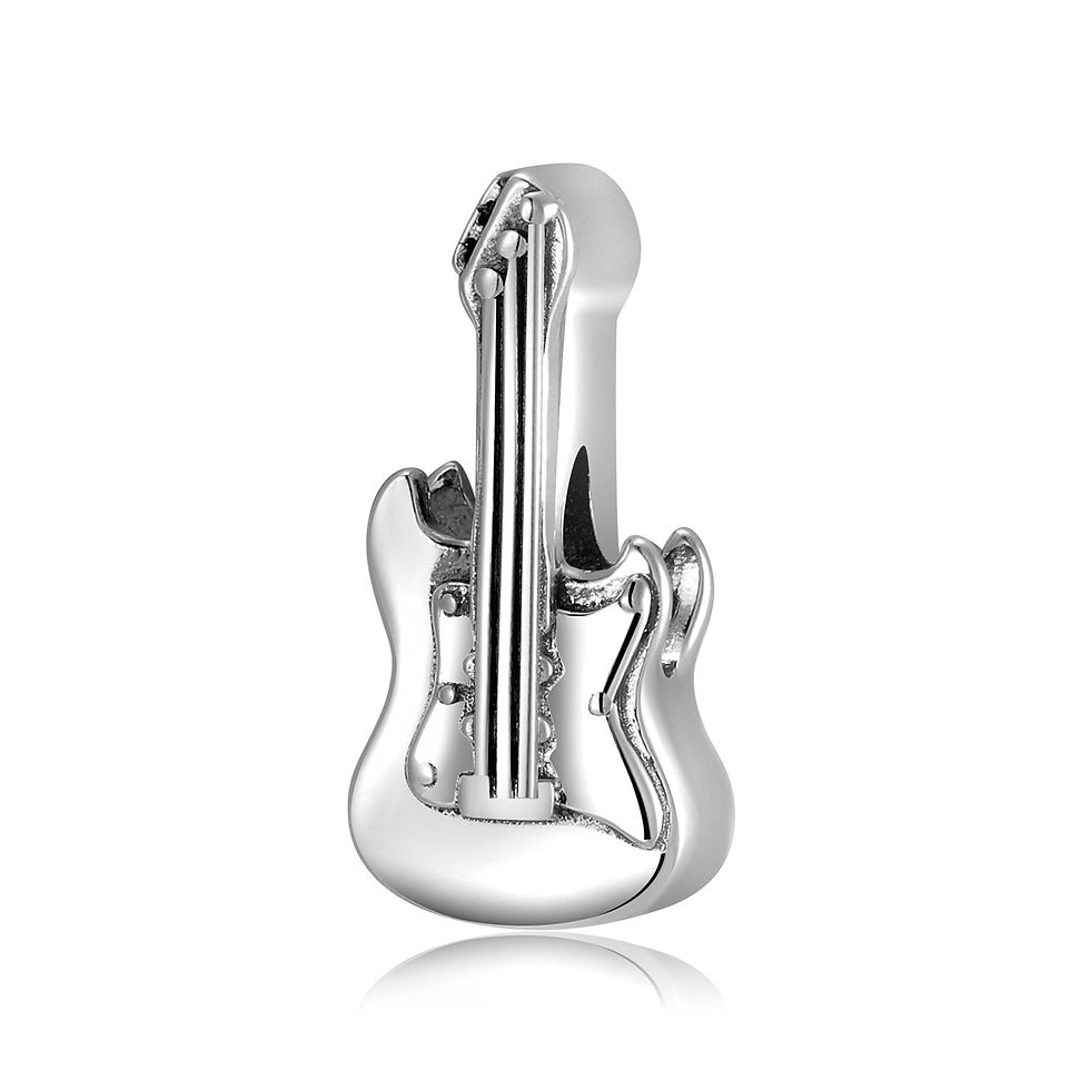 Thumbnail: S925 Sterling Silver Electric Guitar Strat Style Bead Bracelet/ Necklace Pendant