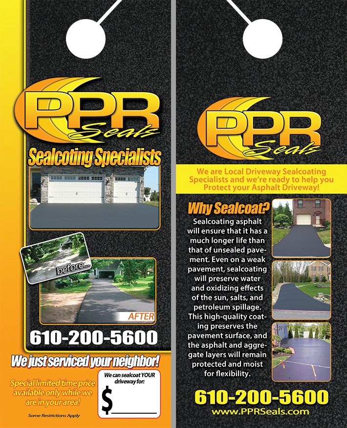 Professional Printing and Graphic Design door hanger driveway sealing