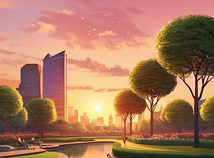 Image of a beautiful city park during a sunset.jpg