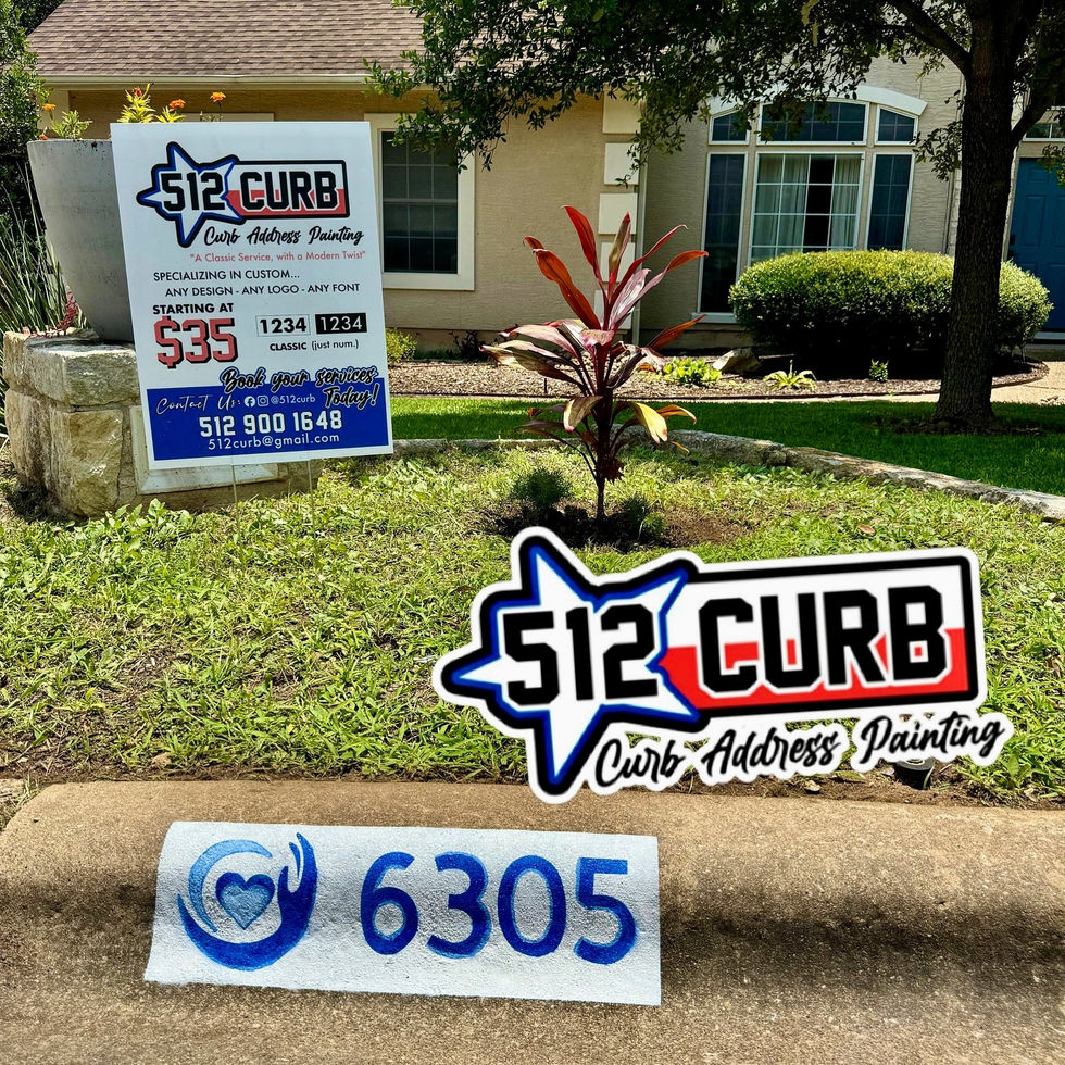 Curb Address Painting with Custom Designs.