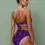 Thumbnail: Back view of purple tiger animal print bandeau bikini with tie back