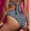 Thumbnail: Geometric Noir High Leg Bikini Bottom close up back view