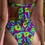 Thumbnail: Back of floral bandeau bikini top with tie strap