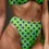 Thumbnail: Green Polka Dot - high leg bikini bottom close view front view