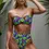 Thumbnail: Front view of floral bandeau bikini, model wearing