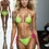 Thumbnail: Model walking catwalk in Citrus Rush colour block triangle bikini set.