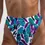 Thumbnail: Model wearing a tropical leaf print High leg bikini bottom in teal, plum, and white - Botanical print