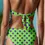 Thumbnail: Green Polka Dot High Leg Bikini Bottom close up back view