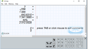 CCCalc - calculatrice à bande éditable et calculs modifiables