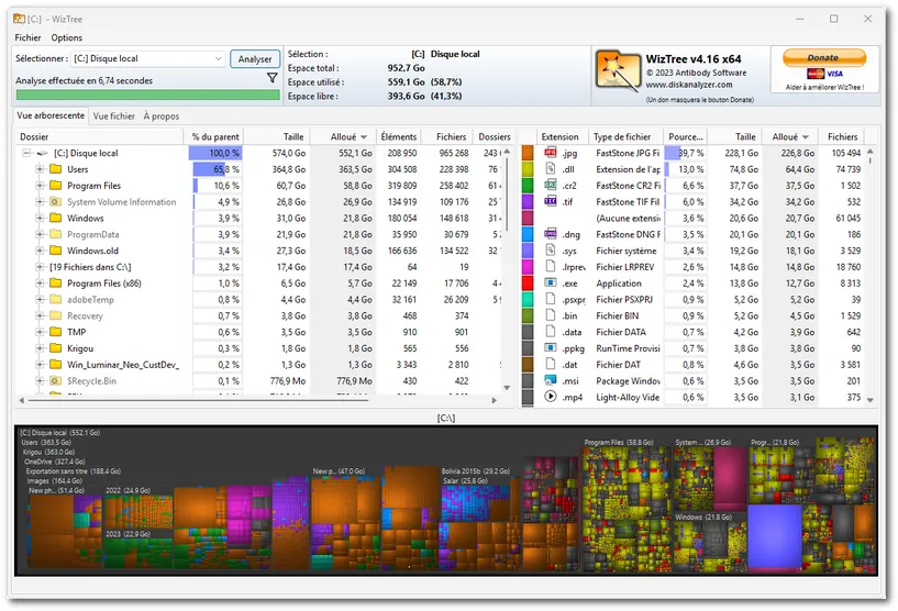 WizTree - l'analyseur d'espace disque certainement le plus rapide au monde